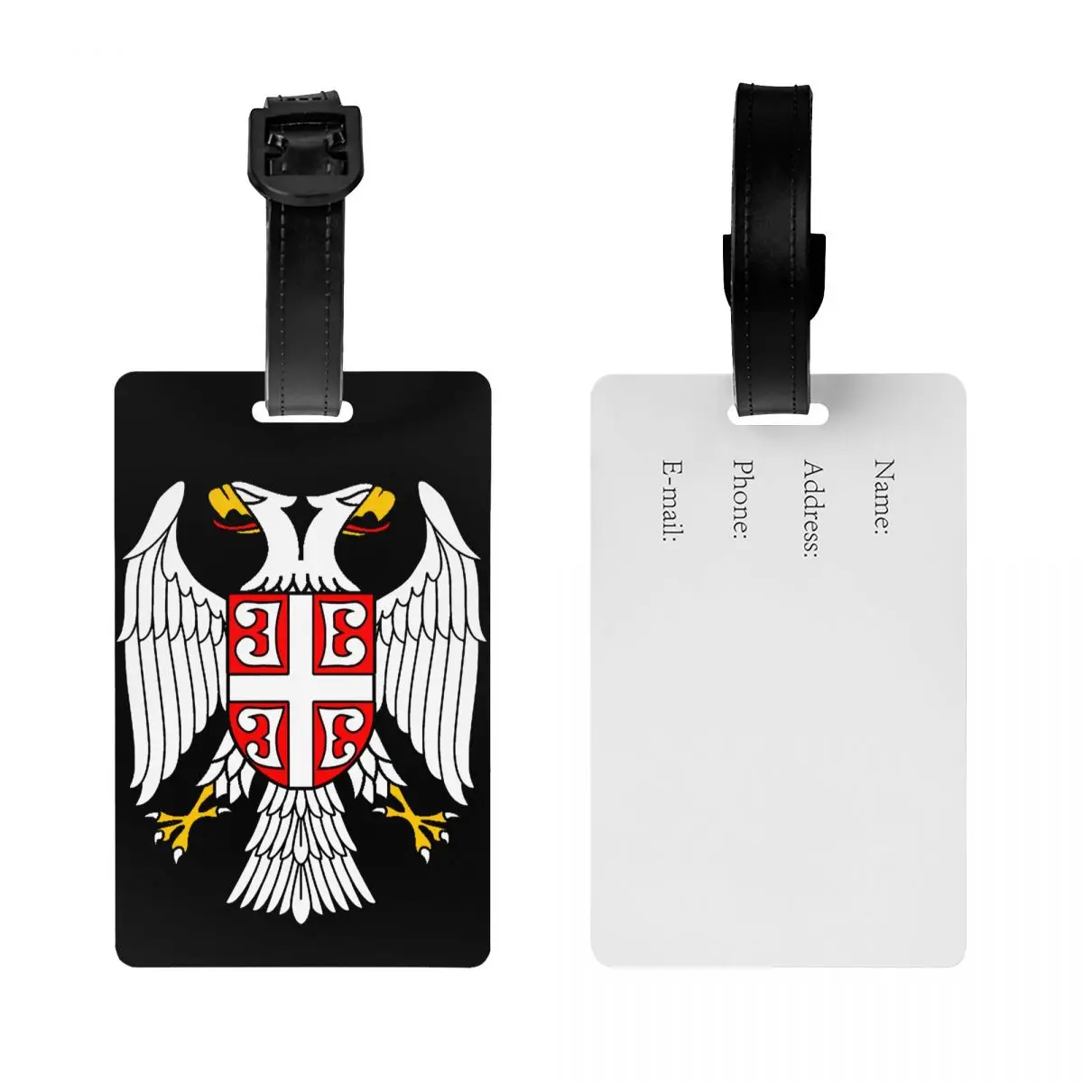 Custom Serbian Eagle Coat Of Arms Luggage Tag Privacy Protection Serbian Flag Baggage Tags Travel Bag Labels Suitcase