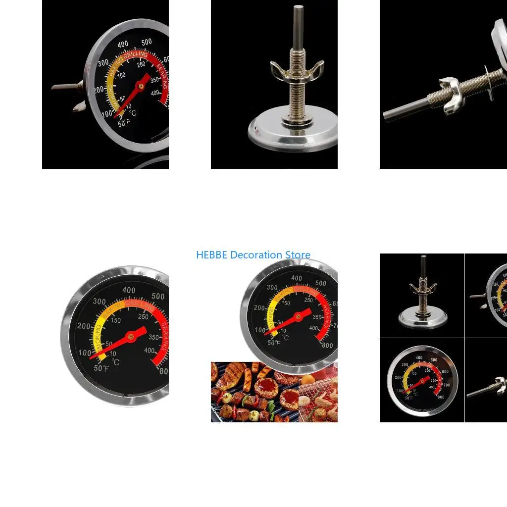 B0KC Stainless Steel Barbecue BBQ Smoker Grill Thermometer Temperature Gauge 10-400℃