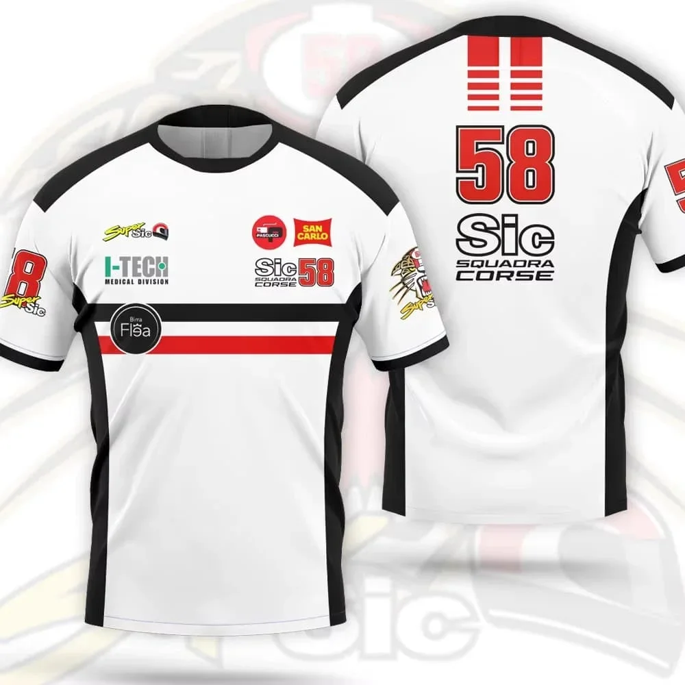 Marco Simoncelli Super Sic. # 58 MotoGP Racing Team Kurzarm-T-Shirt für Eltern und Kinder, Motorrad-Fan, Freizeit-Sport-T-Shirt, Familien-Partnerlook – Detail 3