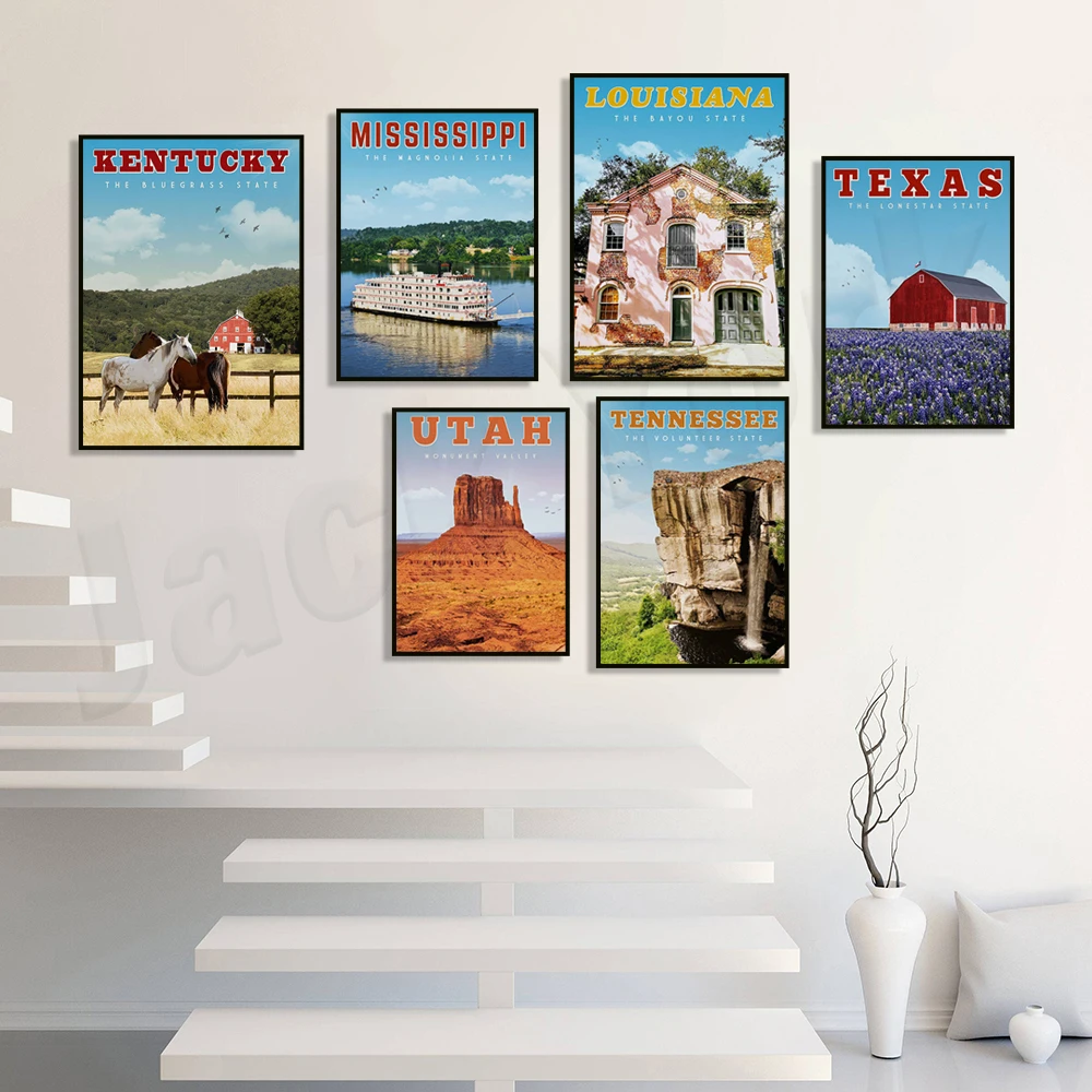 Mississippi, Tennessee, Vermont, Maryland, Texas, Montana, Kentucky, Louisiana, South Dakota, Utah travel posters