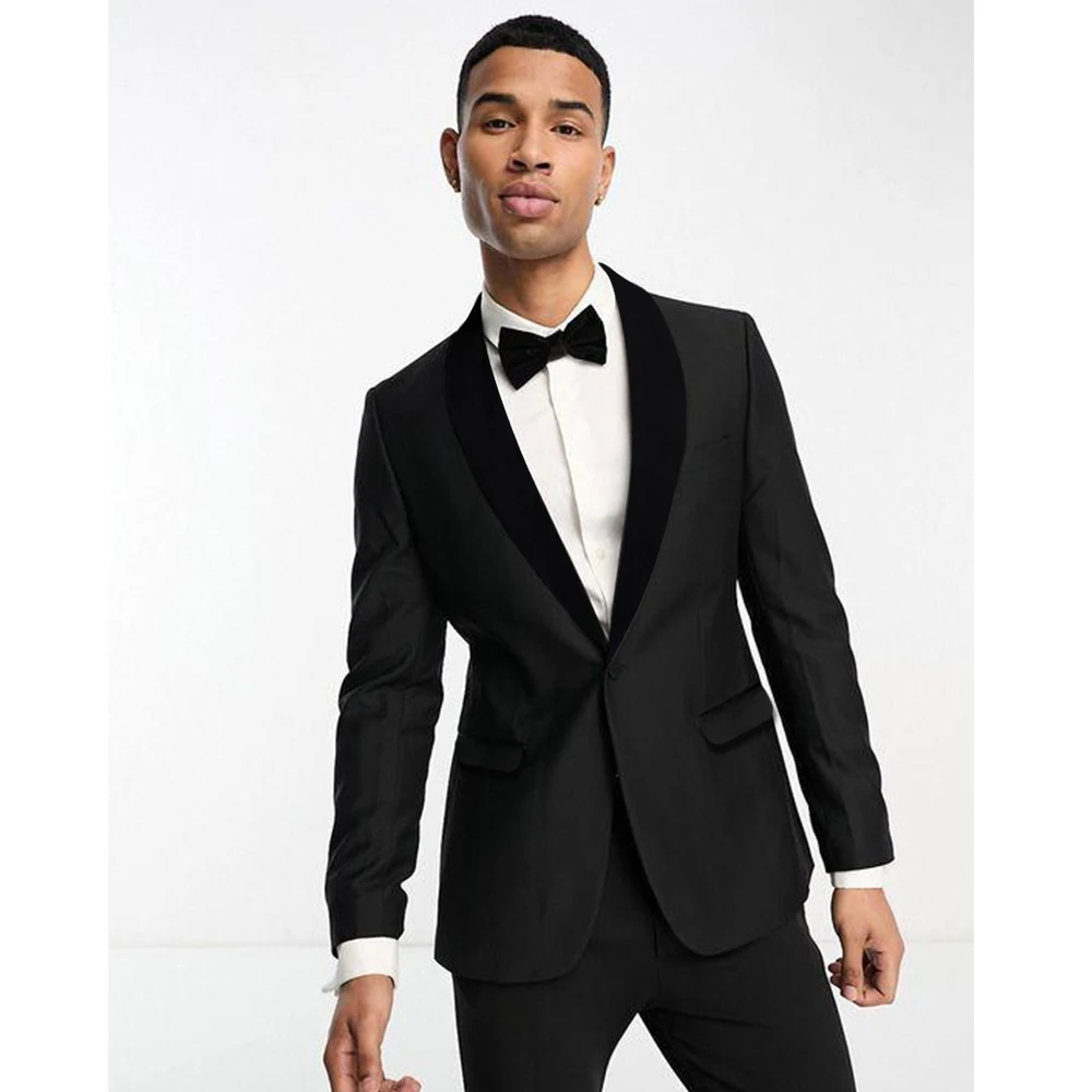 Chic Suits for Men Black Fashion Gentleman Wedding Tuxedo Formal Prom Party Banquet Male Suit Slim 2 Piece Blazer with Pants 006