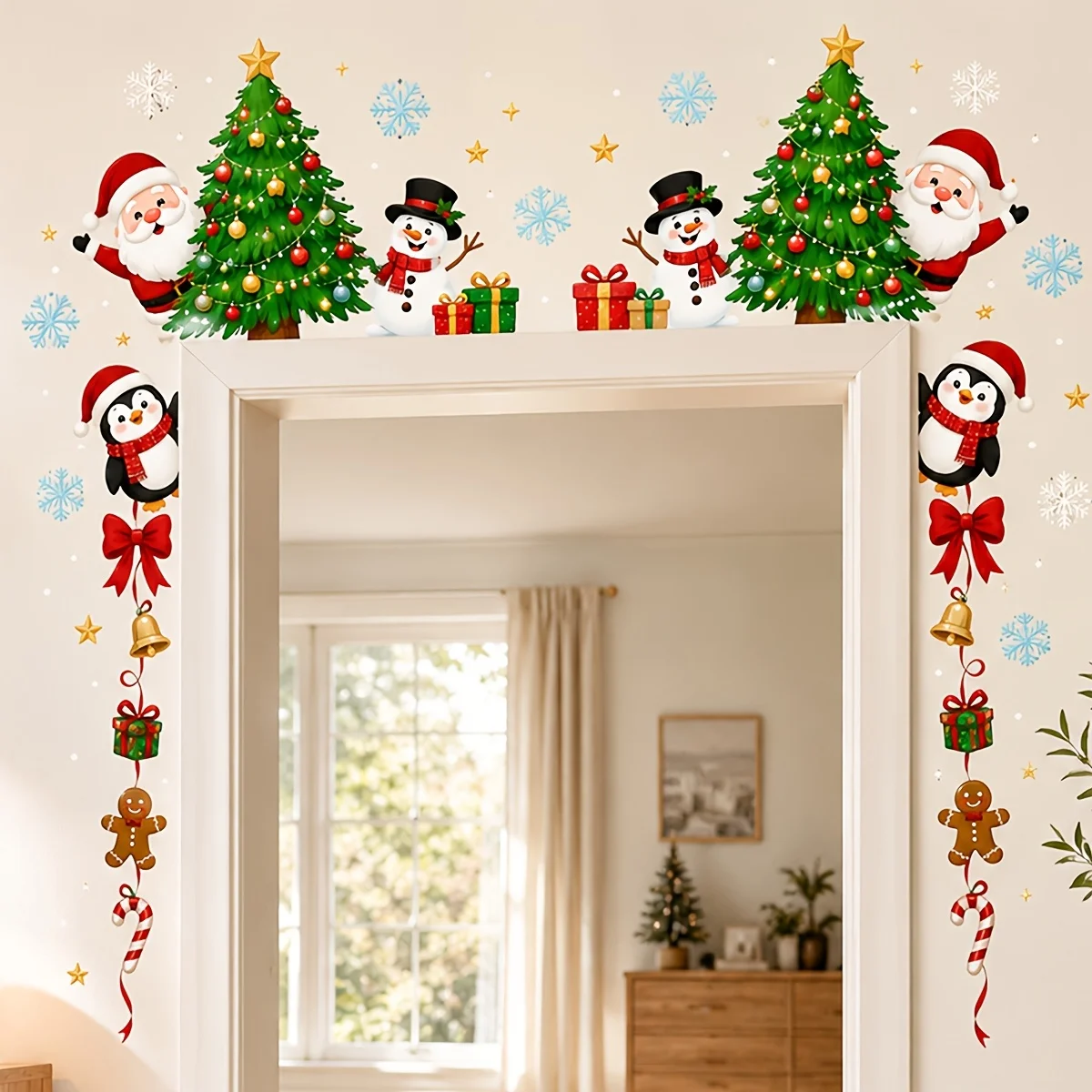 1pc Merry Christmas Wall Sticker,suitable for cabinet,glass doors,windows,wall decor,holiday decoration,freely DIY combination