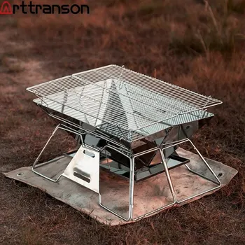 휴대용 접이식 바비큐 그릴, 야외 캠핑 그릴, 스테인레스 스틸, 조절 가능한 접이식 뒷마당 숯