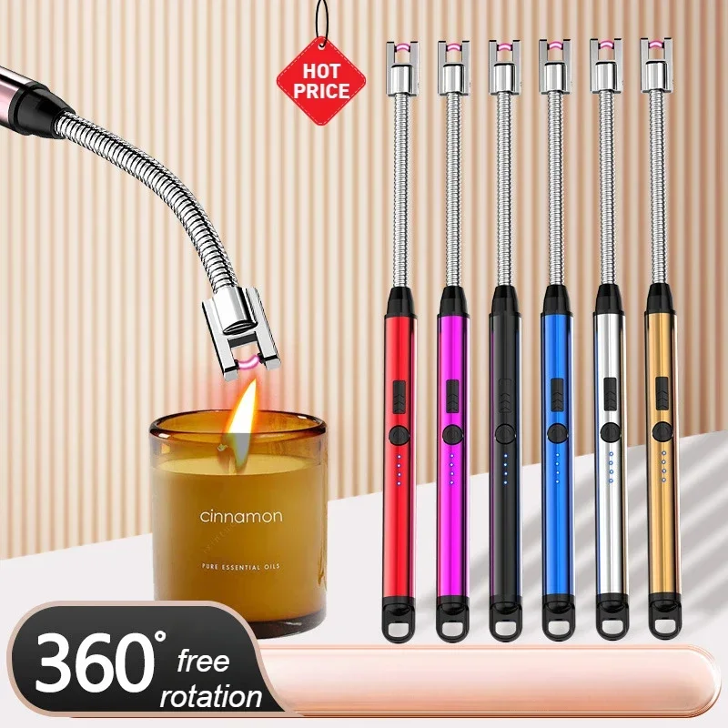 

360° Electric Arc BBQ Lighter USB Windproof Flameless Plasma Ignition Long Kitchen Lighters Gas Lighter for Candle Gas Stove