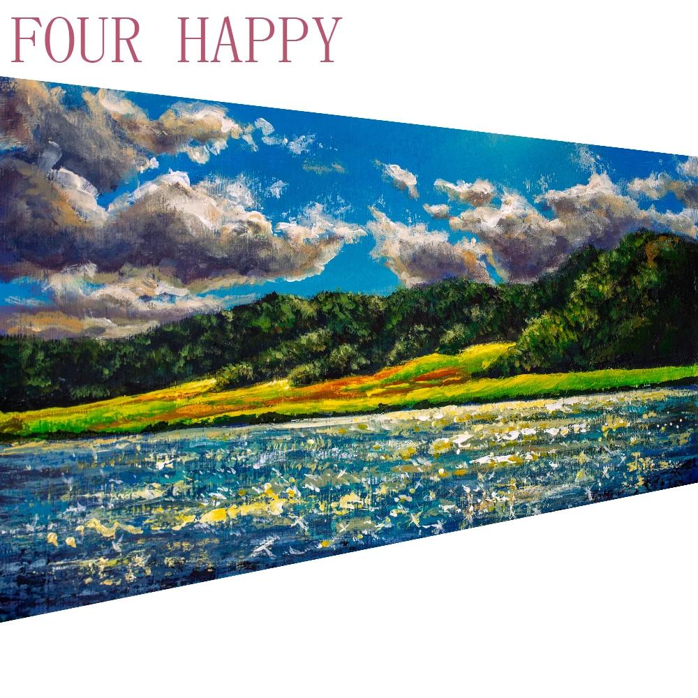 DIY Large Diamond Painting, 5D Cross Stitch, Wall Art, Sunny Island, Full Round Drill, Embroidery for Home Decor, Landscape