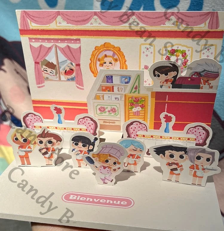 Cartes de vœux rechargeables de type dessin animé pour festival, thème Anime Ace Attorney Tore Bian Phoenix Wright Miles Mei Klavier Cosplay