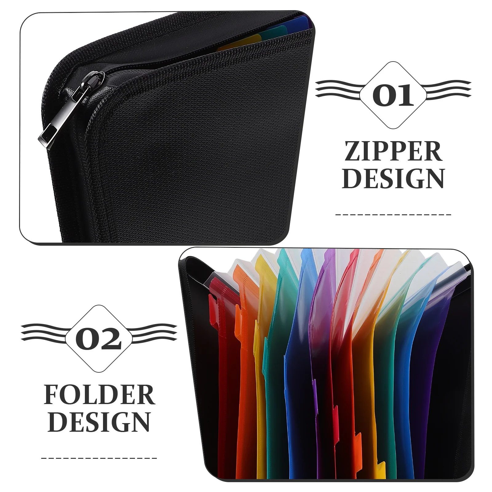 Expanding File Folder Accordion Design Portable File Organizer Receipt Holder Document Storage Bag Office Multi-Function Folder