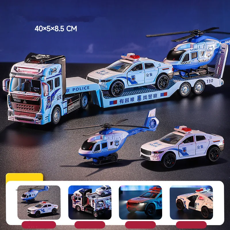 Modello di veicolo di ingegneria per veicolo da trasporto a pianale in lega 1: 48, giocattolo per veicolo da trasporto a doppio strato, commercio all'ingrosso