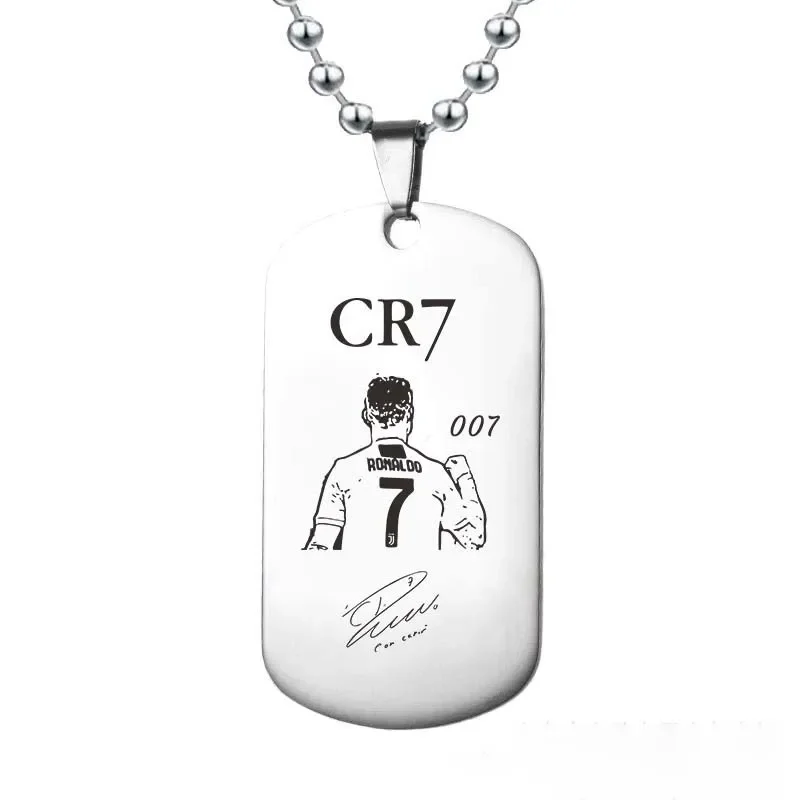Stainless Steel Army Brand Pendant Necklace C Ronaldo 007 Jersey Men Boy Soccer Fan Gifts Football Jewelry Accessories
