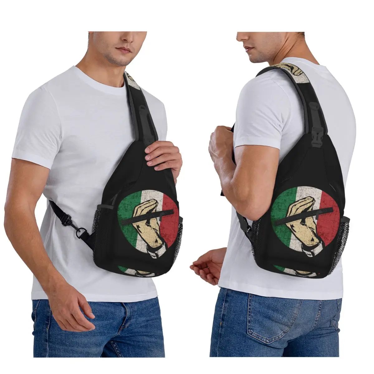 

Italian Hand Gesture Sing Language Chest Bag Men Sling Crossbody Backpack Chest Bag Travel Hiking Daypack Shoulder Bag