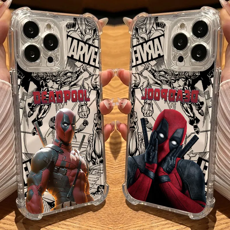 

Deadpool Marvel Cool Clear Case For iPhone 17 16 15 14 13 12 11 Pro Max 16e 17e Air 13 15 Plus XS XR 7 8 Shockproof Phone Cover