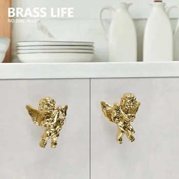 BRASS LIFE 가구 천사, 잠자리 손잡이, 황동 당김, 찬장 옷장 드레서 신발 상자 서랍 캐비닛 손잡이