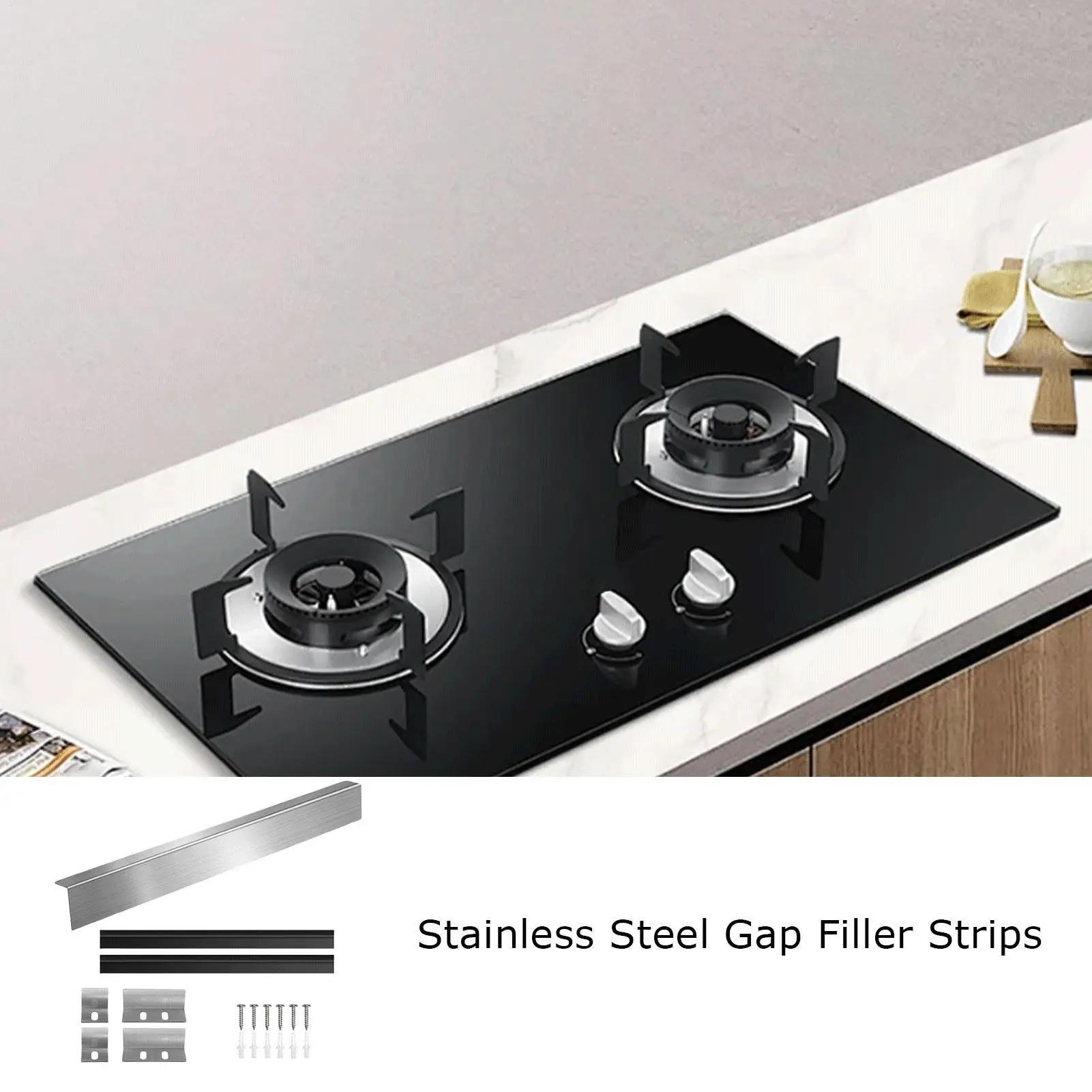Stove Crevice Filler Stainless Steel Cooktop Side Strip Cooktop Crevice Filling Covers For Kitchen Stove Counter Appliance