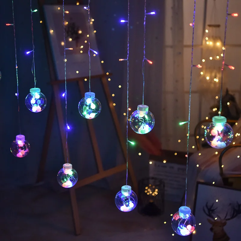 LED Lights Curtain Garland Christmas 2025 Decoration Fairy String for Room Festoon Light Party New Year's Bedroom Living String