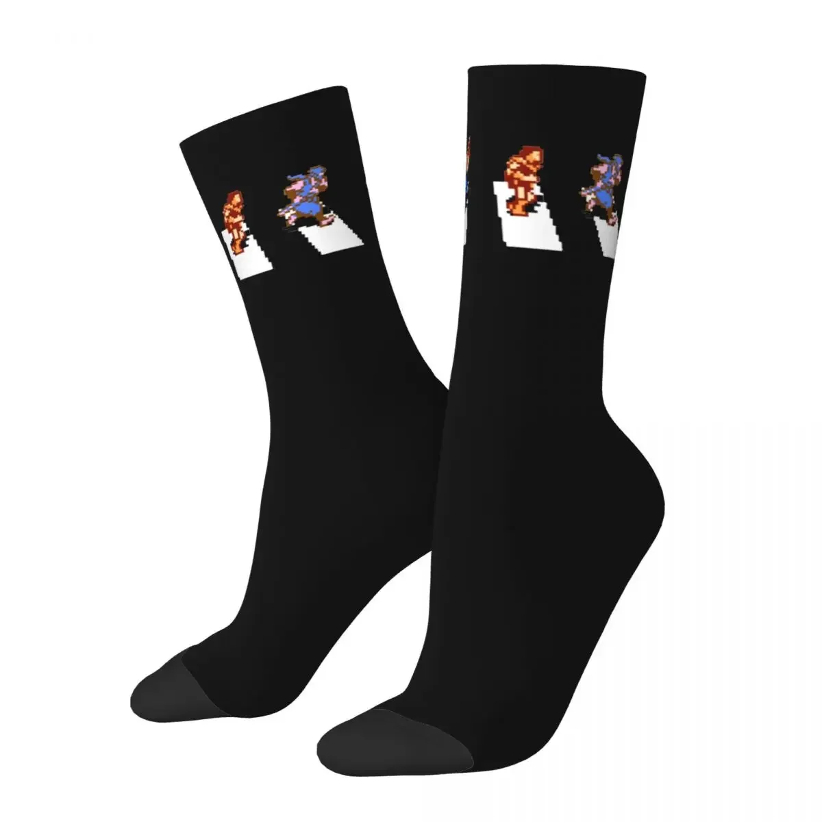 Autumn Winter Crazy Design Men's Women's 8-Bit Road Contra Socks Retro Video Game Breathable Basketball Socks