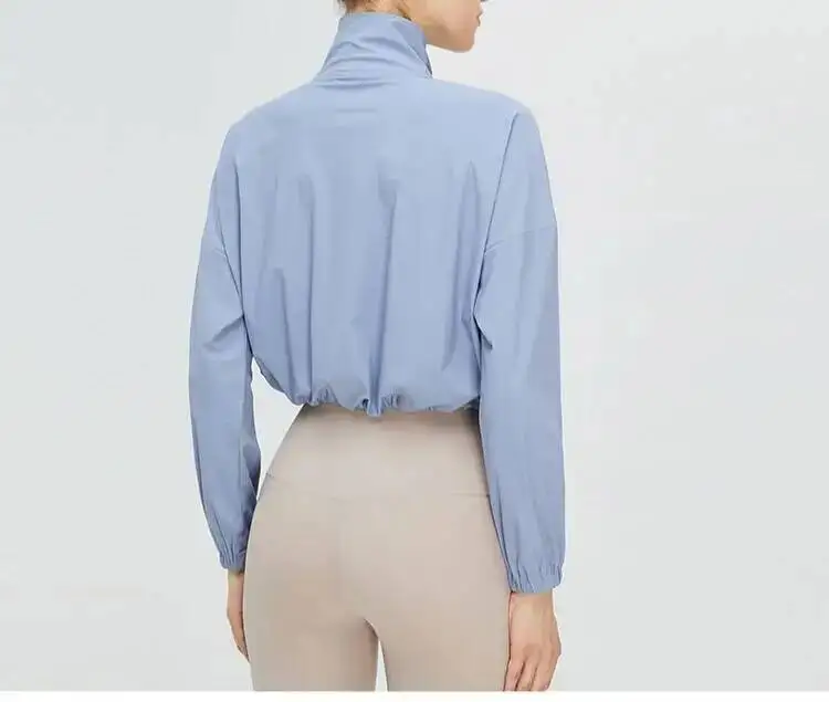 

Йога Fiess женские топы на открытом воздухе тонкий воротник-стойка УФ-куртка быстросохнущая дышащая солнцезащитная одежда