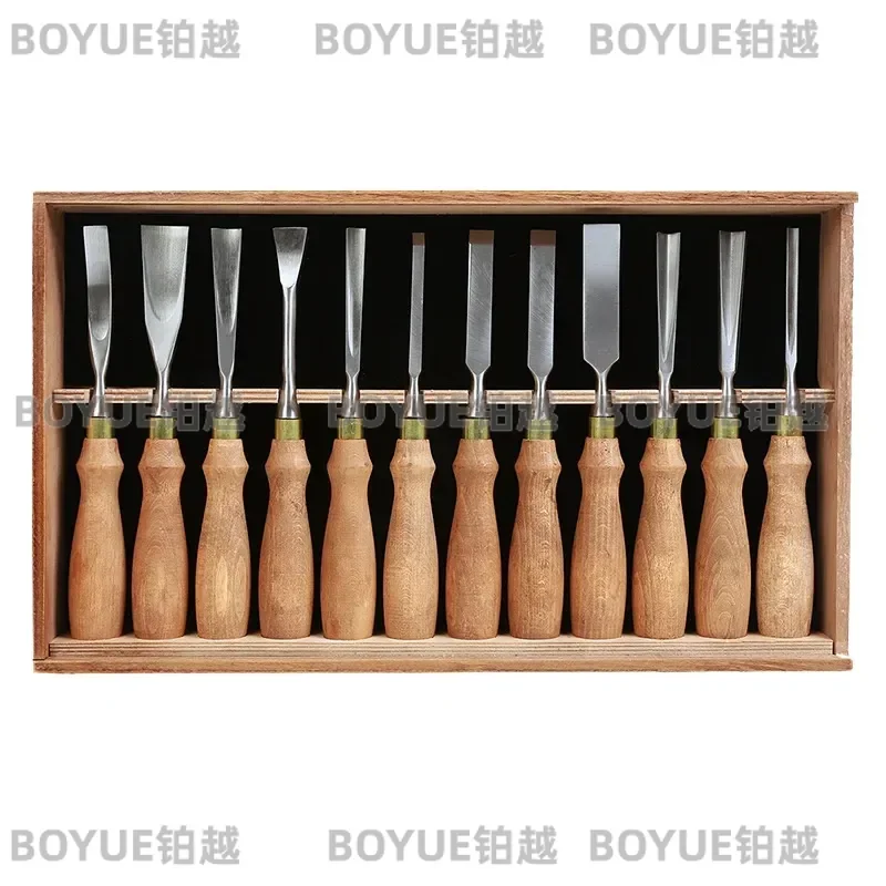 Industrial Woodworking Carving Knife Set Manual Straight Tip Chisel Slot Cutting Tool Chrome Vanadium Steel Hand Craft Kit