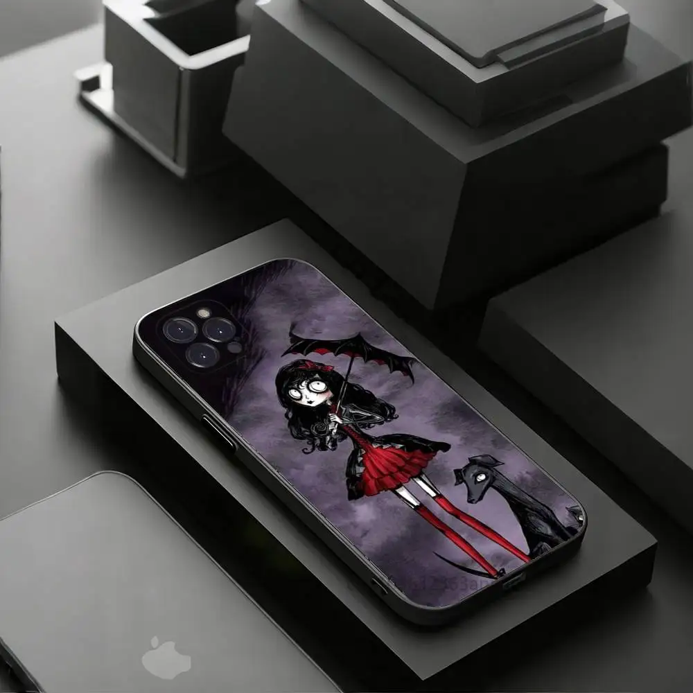 Love Black and Cute Emo Phone Cases For iPhone 17 16 15 14 13 12 11 Pro Max Plus Luxury Camera Protection Plastic - view 4