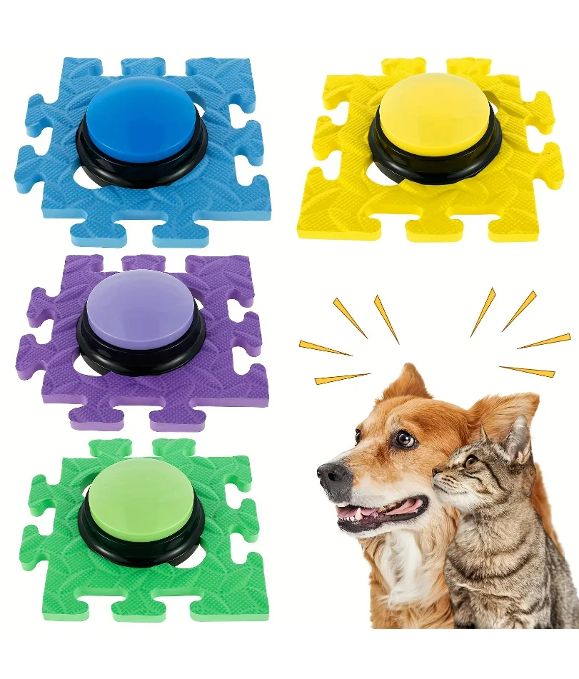 

4pcs Recordable Talking Button With Pad Interactive Toy Dog Answer Buzzers Portable Recording Sound Button Party Noise Makers