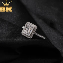 THE BLING KING Baguettecz Rings Iced Out Square Cubic Zirconia Rings Charm Luxury Jewelry Engagement Gift For Women