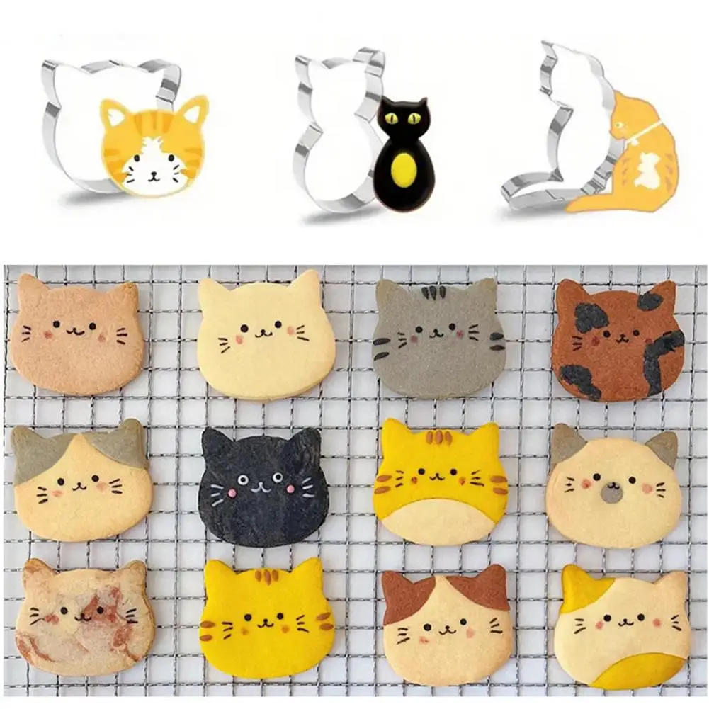 

9Pcs/Set Cat Cookie Mold Stainless Steel Cat Shaped Pastry Cutters Dough Fudge Sandwiches Mold Multi-purpose Baking Tools
