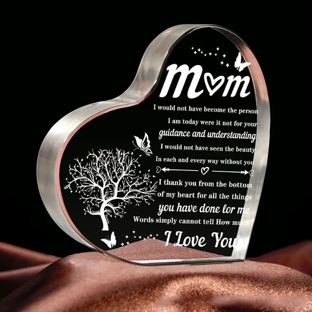 Heart Shaped Transparent Acrylic Mother's Day Mother's Decoration Christmas Home Ornament Gift Day Souvenir Birthday Valent L1O3