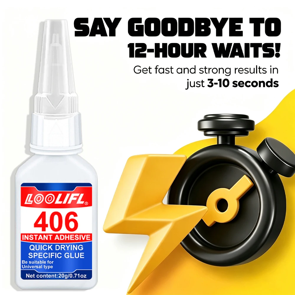 406  Instant Adhesive Super Glue Quick Drying Glue Waterproof Weather Resistant for Plastic Rubber Metal Ceramic Wood DIY Repair