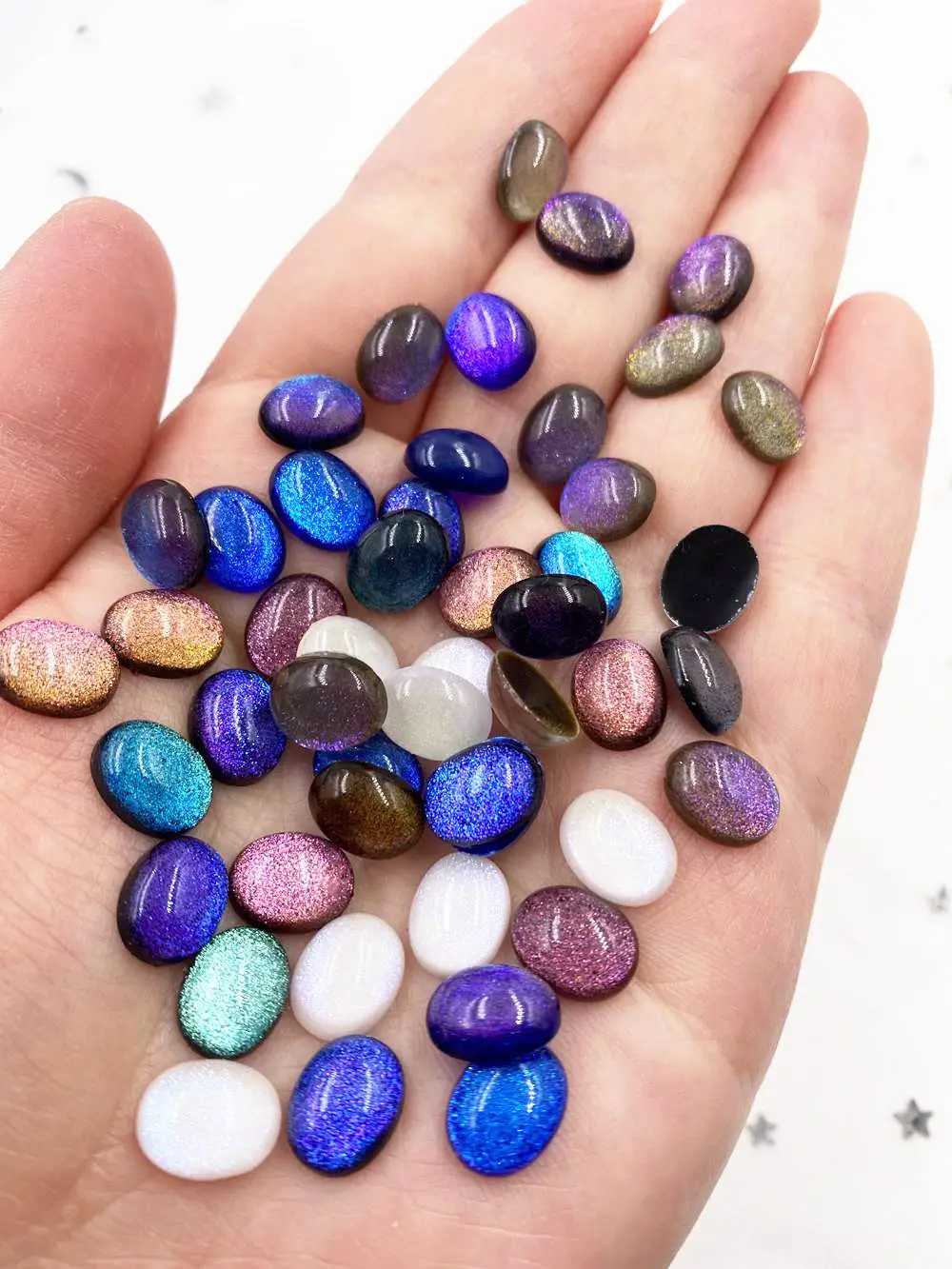 50 sztuk żywica kolorowy brokat Bepowder kryształ owalny klejnot Flatback paznokci Rhinestone księga gości aplikacja ślubna dekoracje rzemieślnicze SL63 — zdjęcie 2