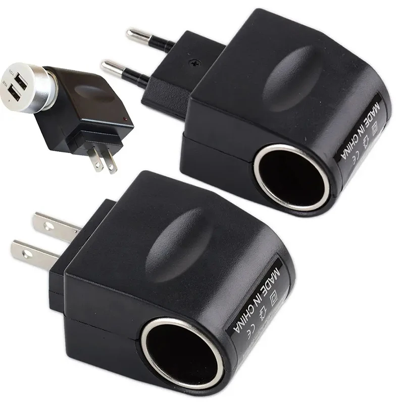 For Car Electronic Devices Use At Home AC Adapter With Car Socket  Auto Charger EU Plug 220V AC To 12V DC Use Car Accessories