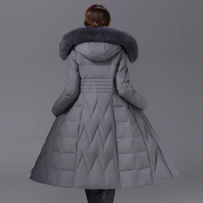 Shengyu Boya-Chaqueta ajustada hasta la rodilla para personas mayores de mediana edad, chaqueta de mujer, prendas de vestir gruesas, sombrero desmontable JJ301