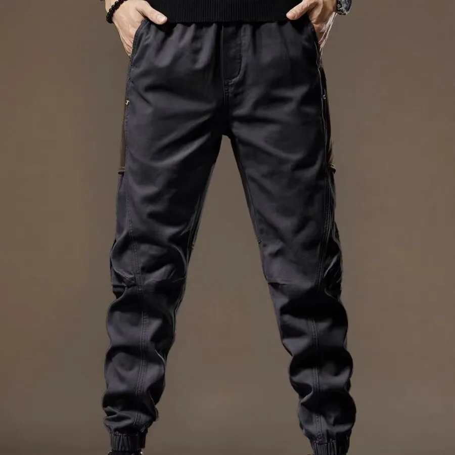 Coole En Casual Effen Kleuren 2024 Nieuwe Mode Negen-Punts Denim Broek Voor Heren Met Contrast Design Streetwear Heren Vaqueros