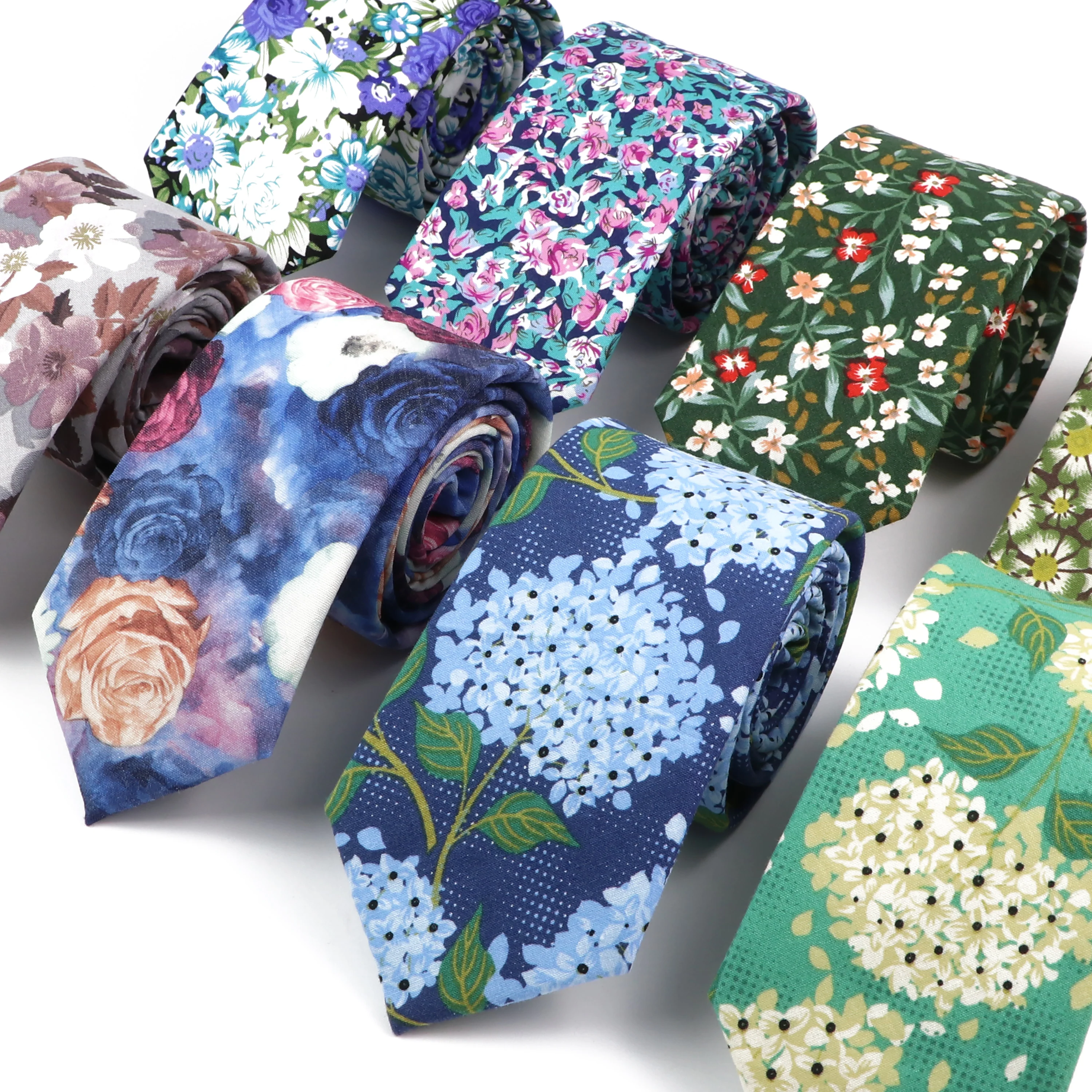 New Design Wedding Floral Necktie 100% Cotton Vintage Flower Casual Party Ball Shirt Suit Daily Wear Cravat Gift Accessories