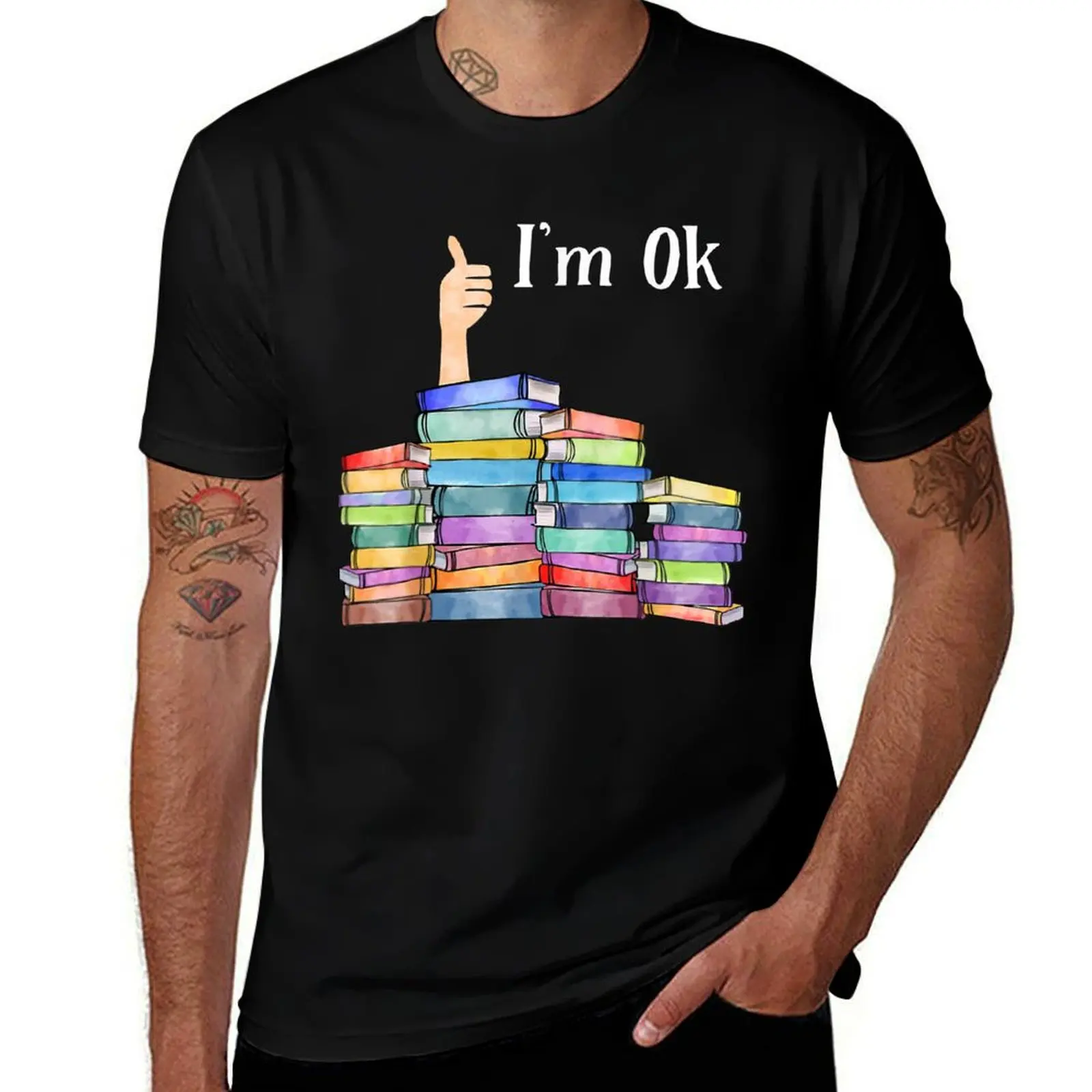 

Reading Book Lovers I'm Ok National Book Lovers Day T-Shirt man t shirt cotton men t shirt cotton 100% T-shirt