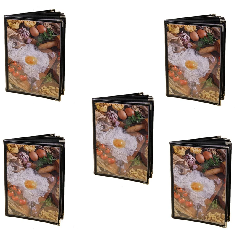 

5X Transparent Restaurant Menu Covers For A4 Size Book Style Cafe Bar 8 Pages 16 View