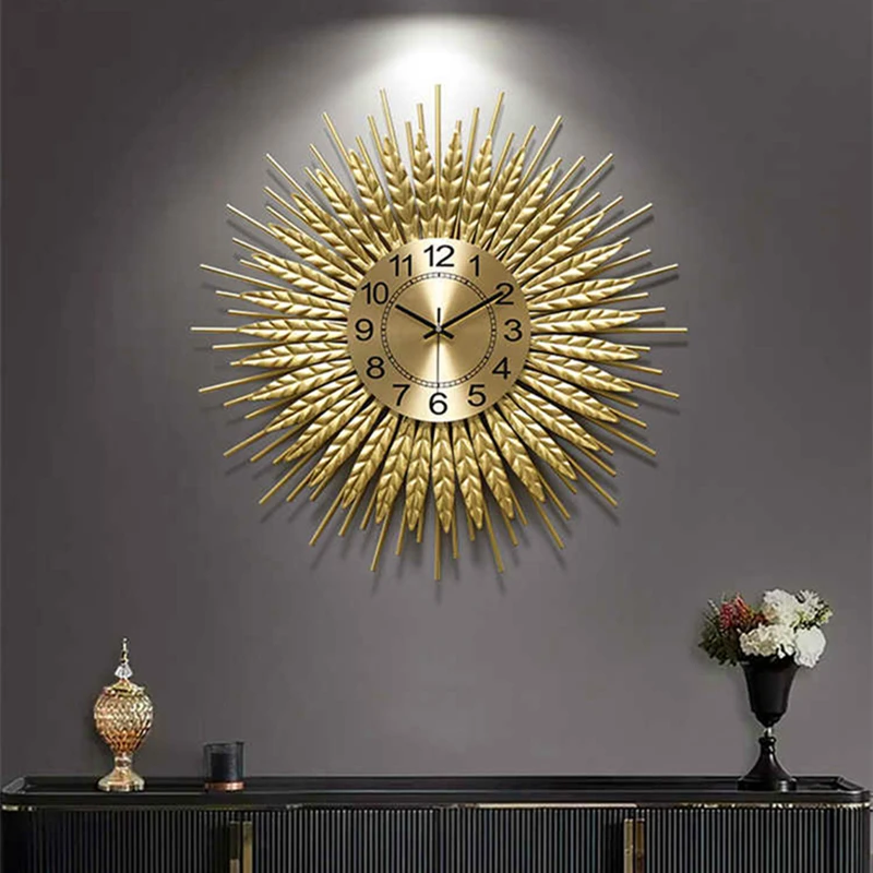 Creative Large Wall Clocks Modern Design Living Room TV Background Wall Decor Silent Hanging Watch Gold Metal Silent Wall Clocks