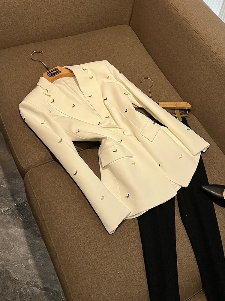 Schickes Design Star Faion Bat Bead Slim Fit Midi-Länge Anzug Jaet A30 Commute Sle Long Sve Formal Damen Jaet