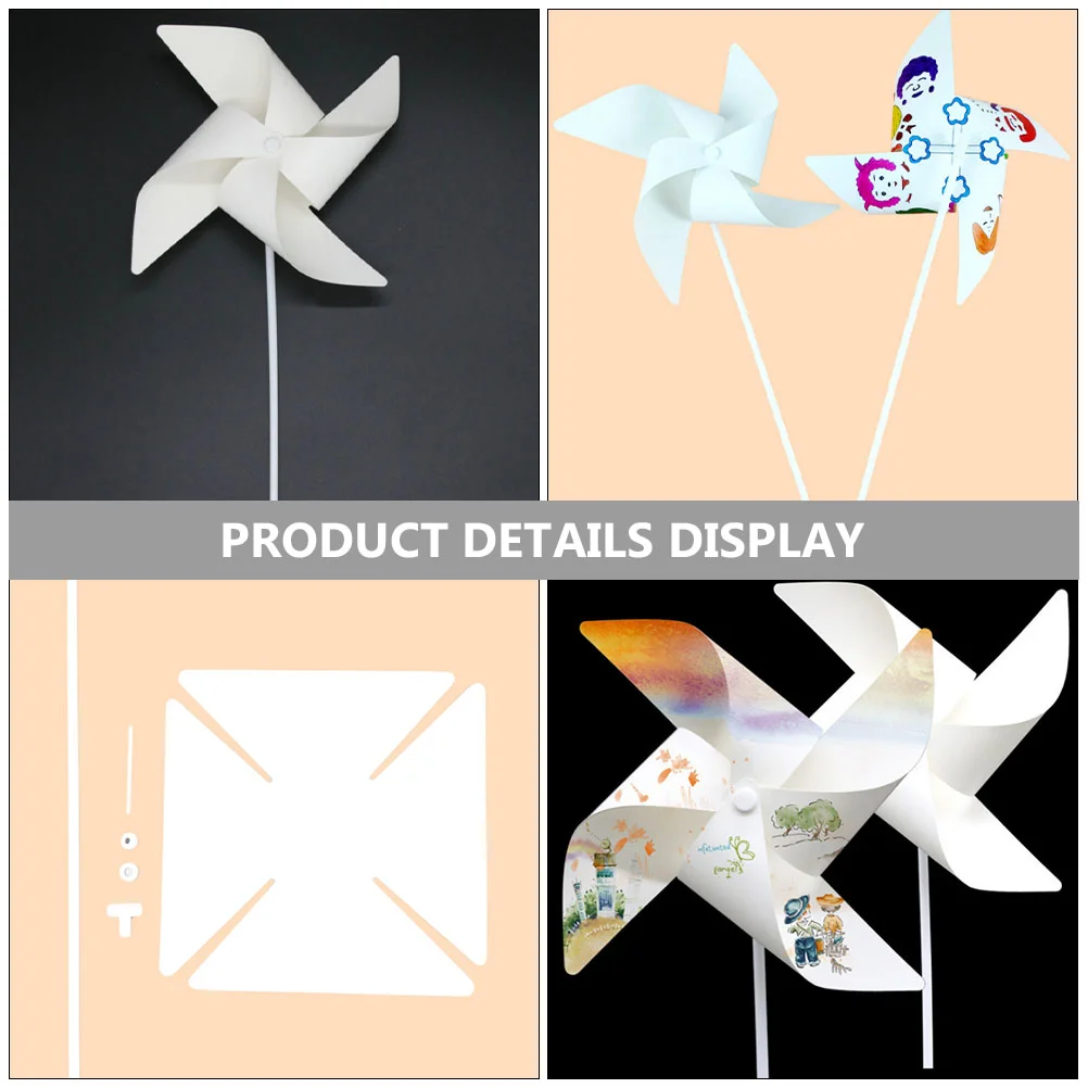 Rainbow Pinwheelss Paper Kids Rainbow Pinwheels Windmill Craft Toys Crafts Blank Painting White Graffiti Toy Bulk Garden