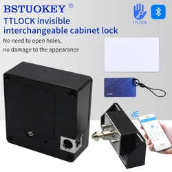 TTlock App Hidden No-drill Invisible Drawer Cabinet Door Lock RFID 13.56 Mhz IC Card Electronic Smart Lock for Furniture Locker