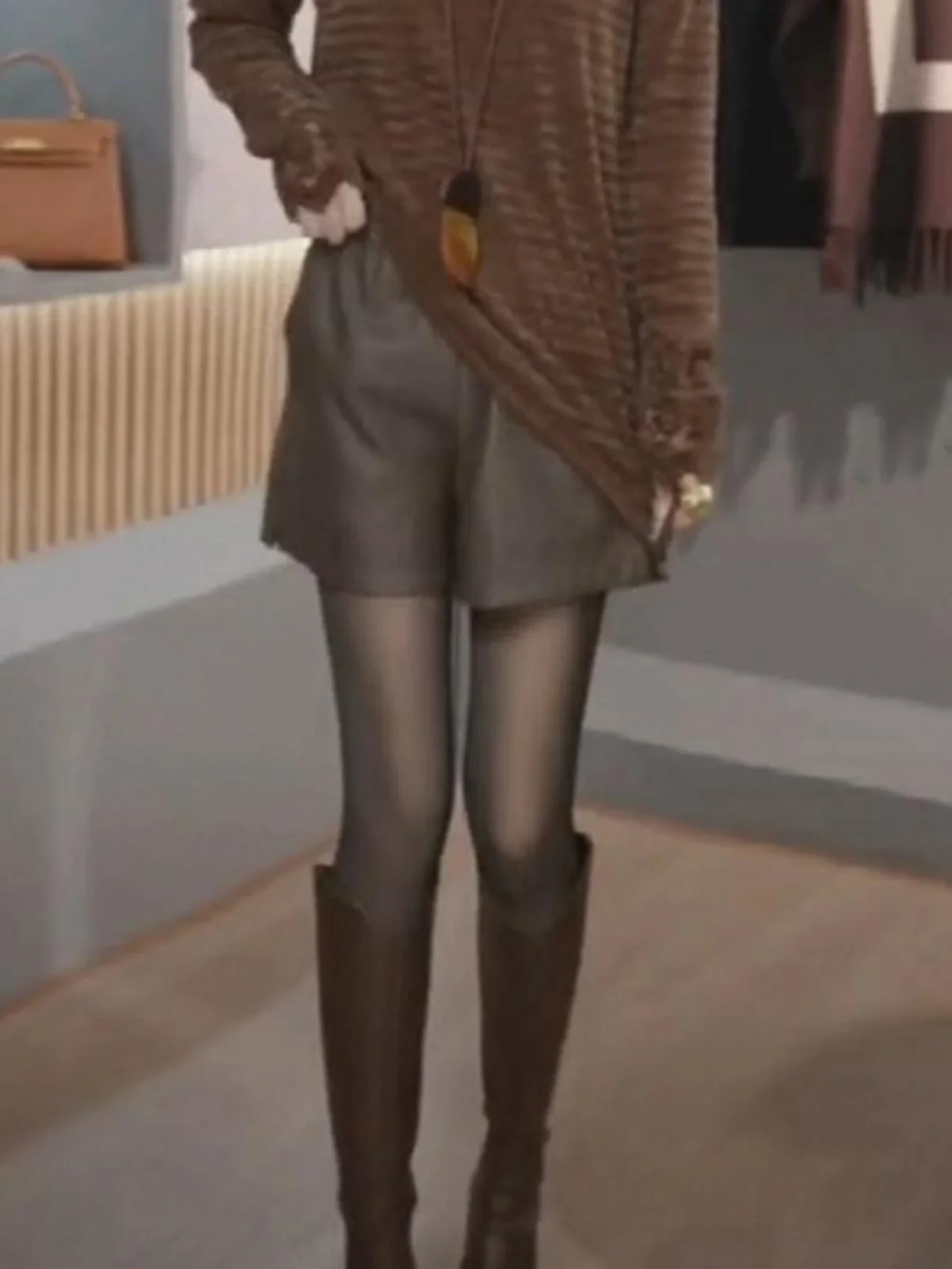 

Women's Fce Lined PU Leather Wide Leg ort Pants High Waist Elastic Waist Casual Bootcut Trousers Faionable Autumn Wint...