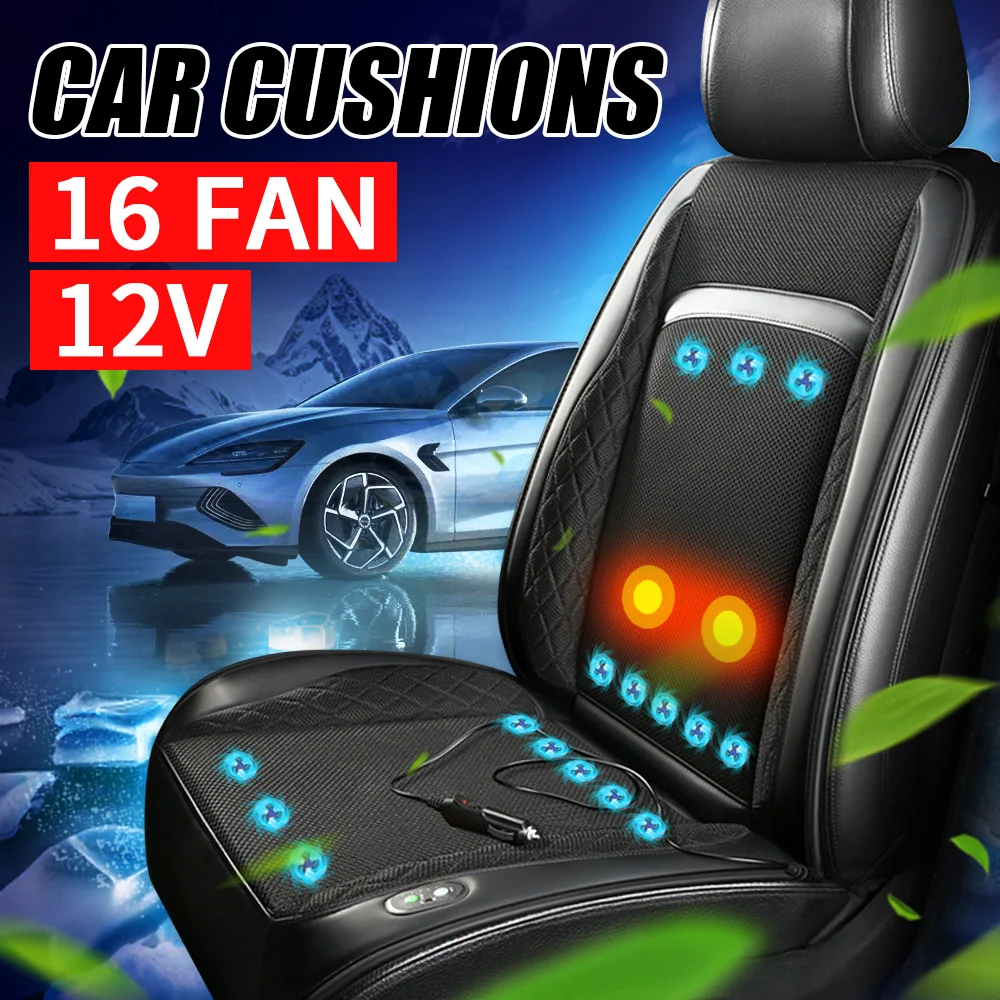 

Black 12V Luxury Car Seat Cover Suitable for Summer Cold Air, Ventilated Cooling Car Universal Seat Heating Pad