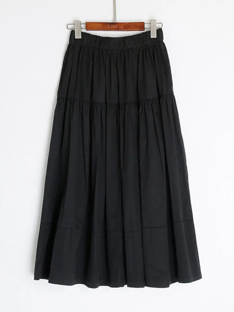 Summer Autumn Women Long Skirts 2026 Solid Elegant High Elastic Waist A Line Maxi Skirt Black Khaki Blue 11 Colors faldas mujer