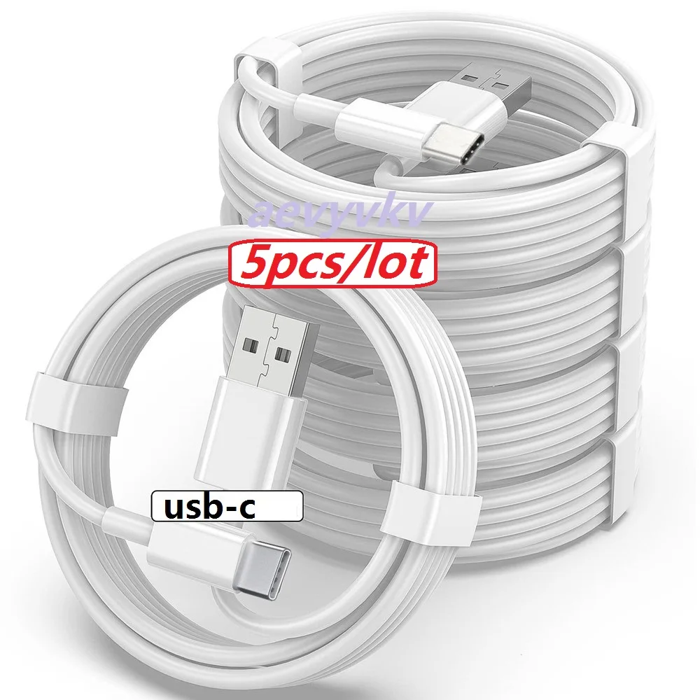 5Pcs/lot 1M 2M 3M Type c USB C Charger Cable For Samsung Galaxy s8 s10 s20 s22 s23 s24 htc xiaomi huawei android phone