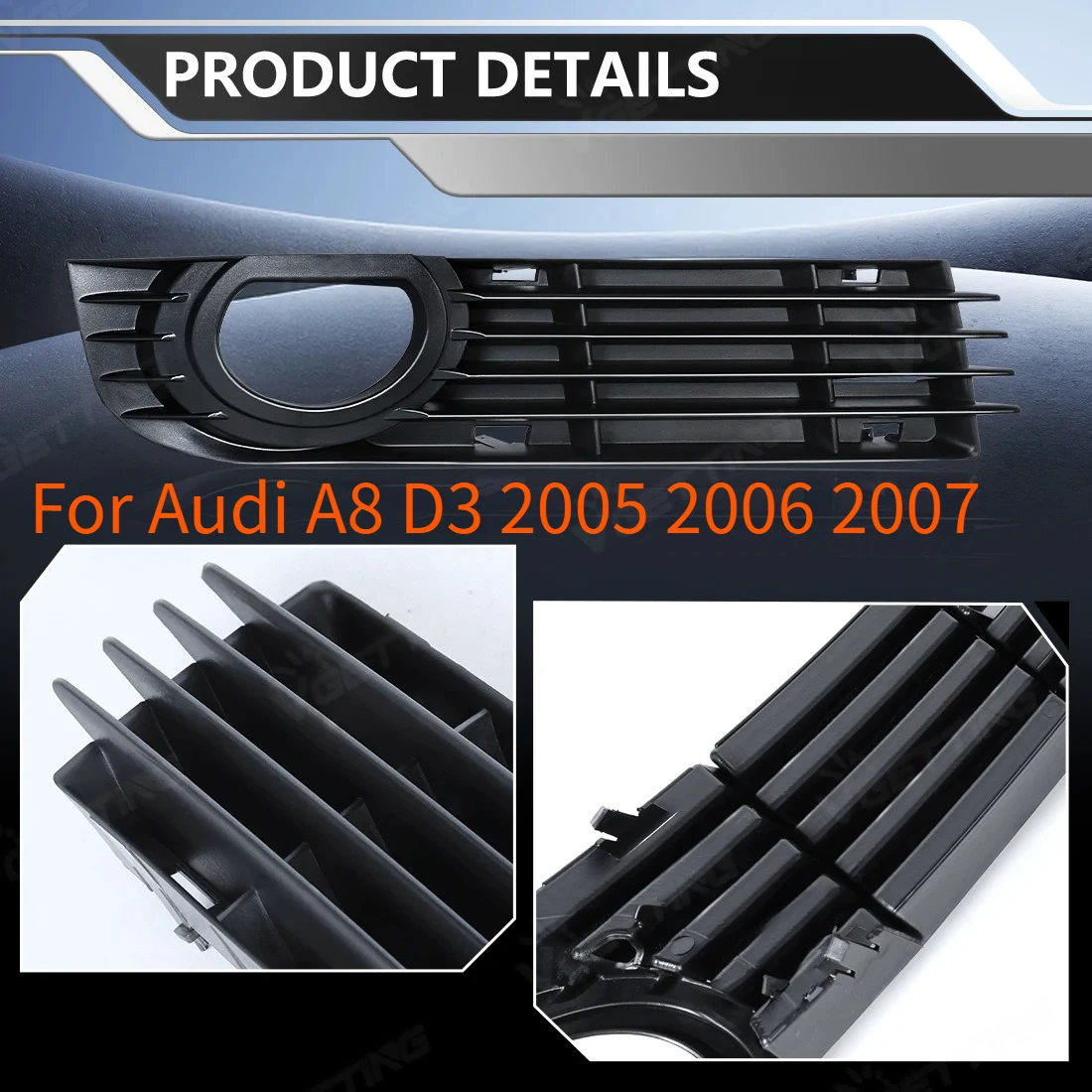 

4E0807681AD 4E0807682AD для Audi A8 Quattro 4-Door D3 2005 2006 2007 2008 Передний бампер автомобиля, противотуманная фара, решетка, противотуманная фара, безель, гриль