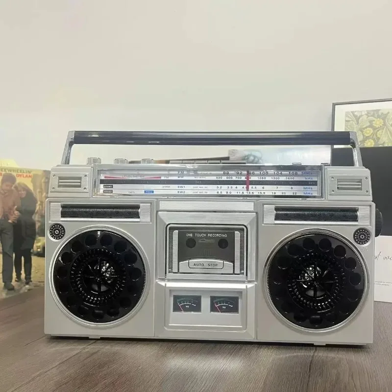 

Classic Retro Cassette Bluetooth Radio Dual Stereo Speakers USB Audio Input Recording Transcription Player Consumer Electronics