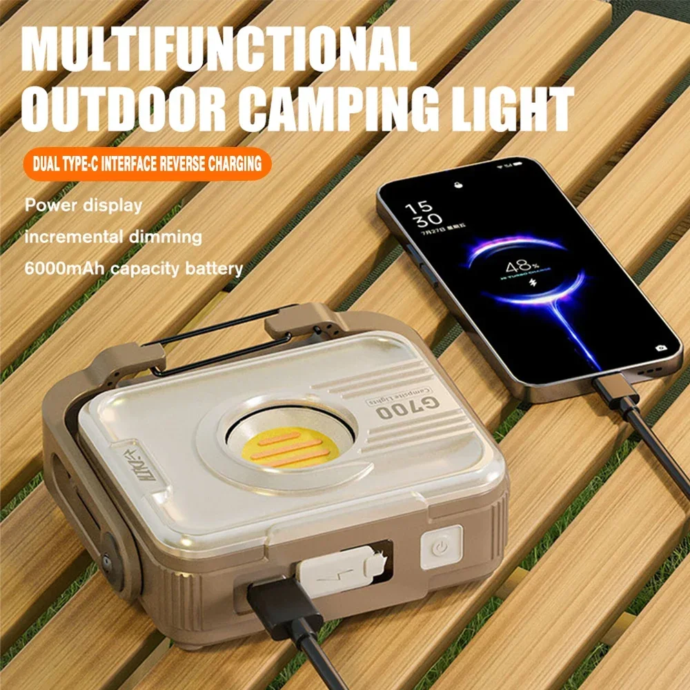 Portable Camping LED Lanterns USB Rechargeable Flashlights with Battery Display Emergency Lamp Torch with Magnetic Working Light