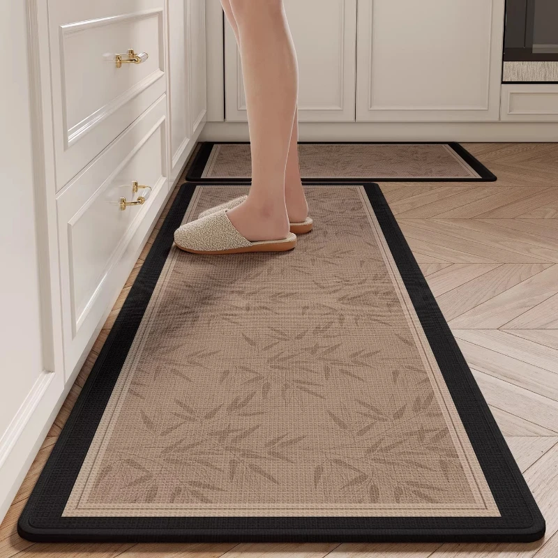 Kitchen Floor Mat Home Decoration Long Rug Wear-resistant Stain-resistant Foot Mats Minimalist Black Carpet Alfombra De Cocina