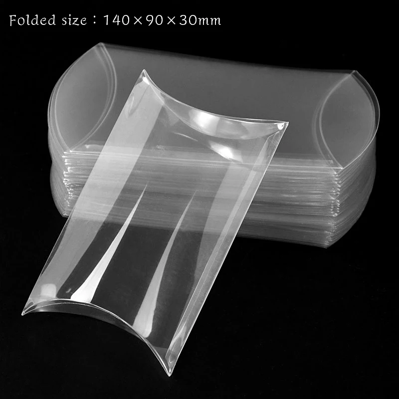 10 Stuks Kussen Vorm Doorzichtige Pvc Snoepdoos Transparante Geschenkverpakking Bruiloft Verjaardagsfeest Gunsten Decor Kerst Box Benodigdheden
