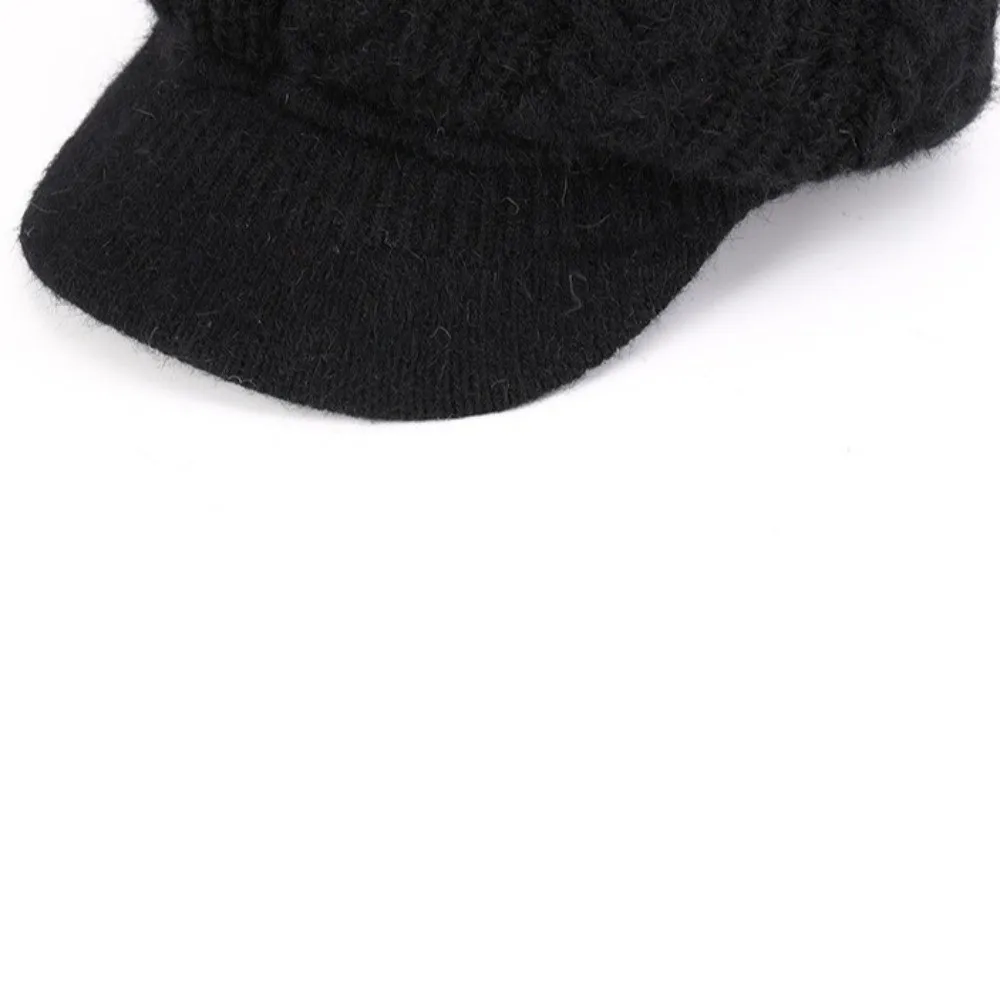 

Casual Thickened Women's Winter Beret Ear Protection Wool Knitting Cap Warm Windproof Ski Cap Outdoor