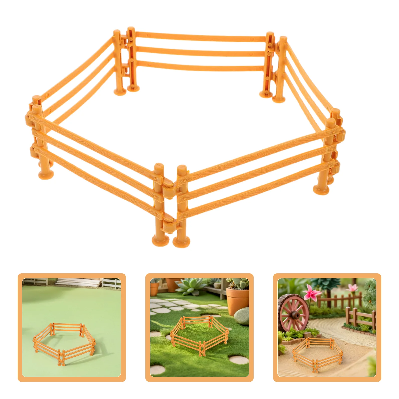 

60Pcs Mini Fence Plastic Farm Corral Paddock Stable Accessories Miniature Garden Fence for Miniature Village Layout