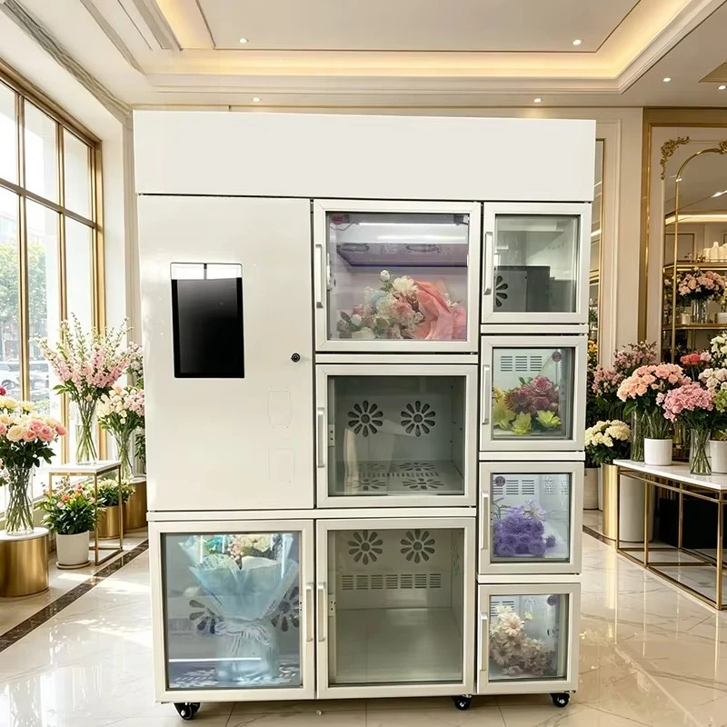 8‑Locker Refrigerated Flower Vending Machine, Touch Screen Control, Constant Humidity Fresh‑Keeping for Mall & Scenic Bouquet